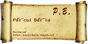 Pécsi Béla névjegykártya